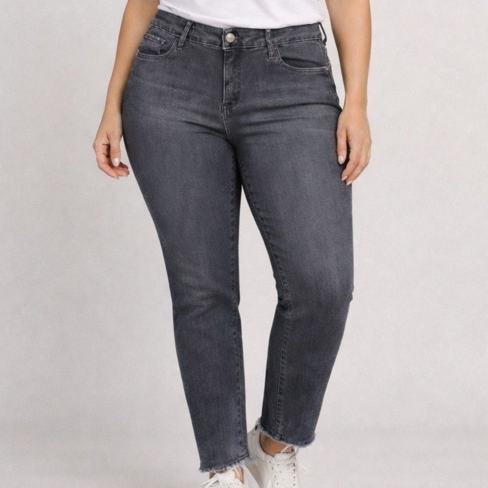 BLANKNYC The Bond Mid-Rise Skinny Jeans 18W Faded Black Raw Hem Organic Cotton